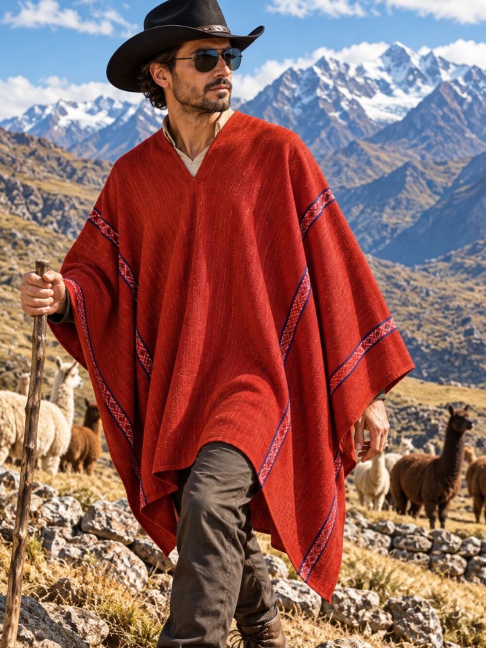 Rare Vintage Old Peruvian Andean Poncho – Handwoven Wool Wearable Art One size